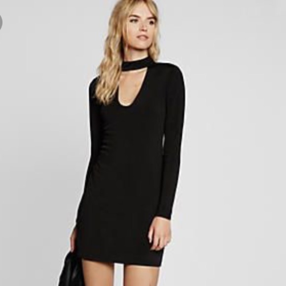 Express Mock Neck Cut Out Dress